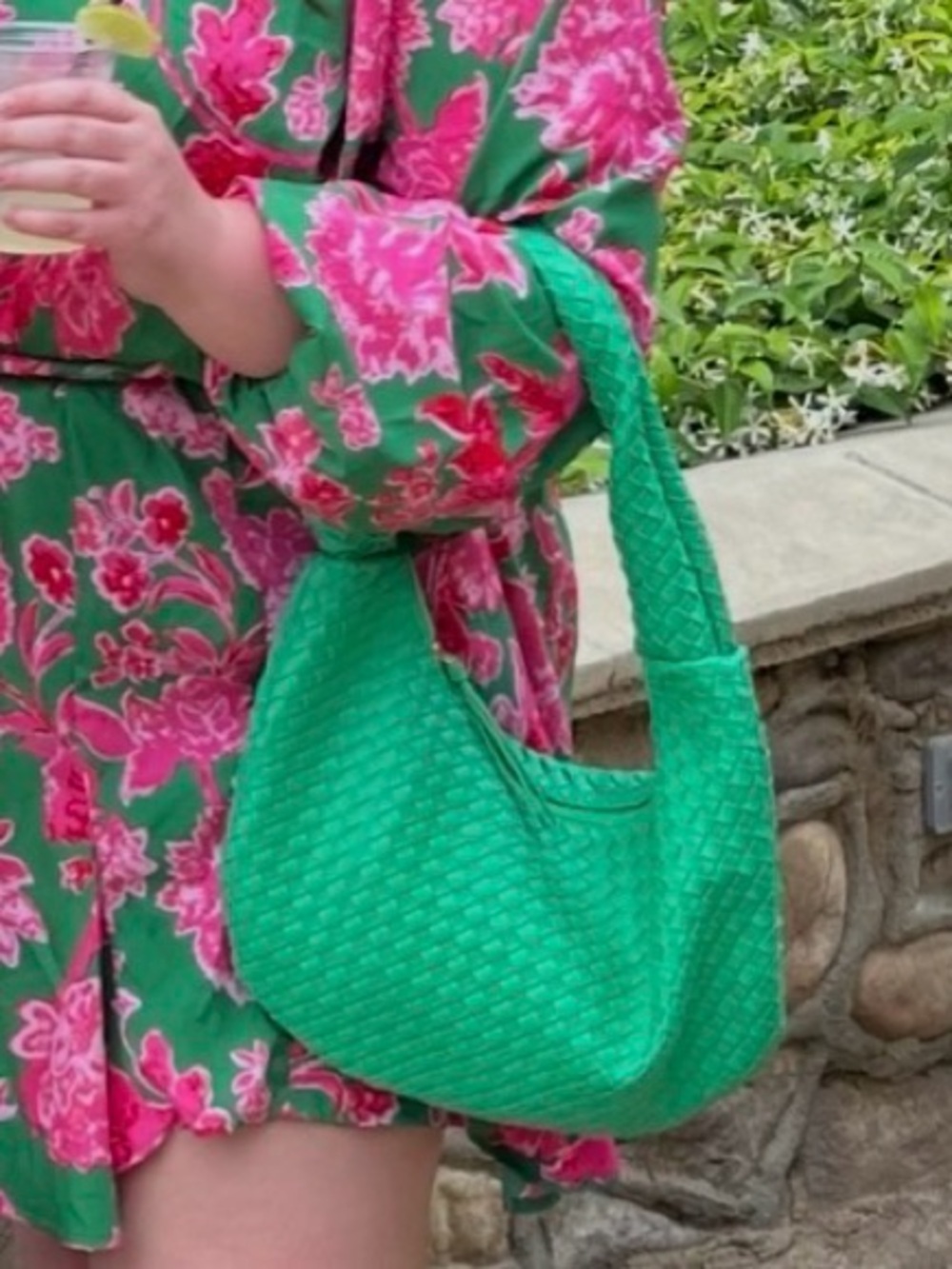 Sondra Roberts Woven Knot-Handle Shoulder Bag in Green